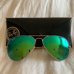 Ray Ban Mirrored Sunglasses in Green